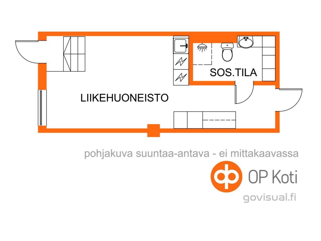 Hietalahdenranta 13 L 4, 00180 Helsinki (30,5 m2) – pohjakuva