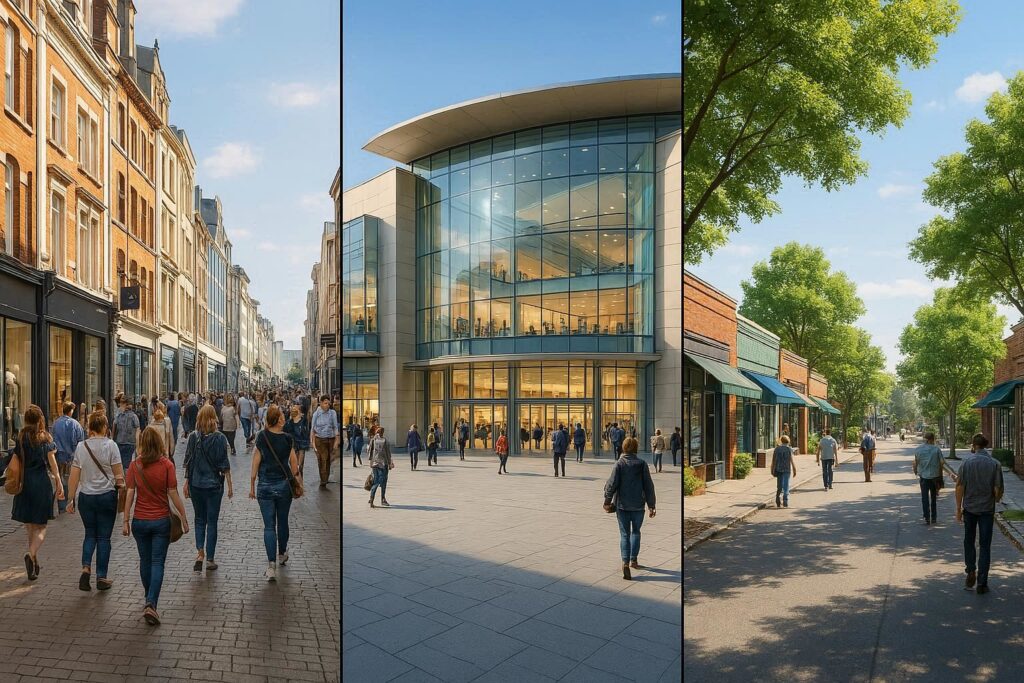 Keskustan liiketilat vs. kauppakeskukset vs. lähiöt
