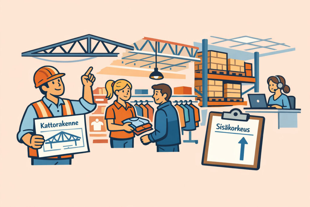 Liiketilan kattorakenteet ja sisäkorkeus – merkitys eri toimialoilla