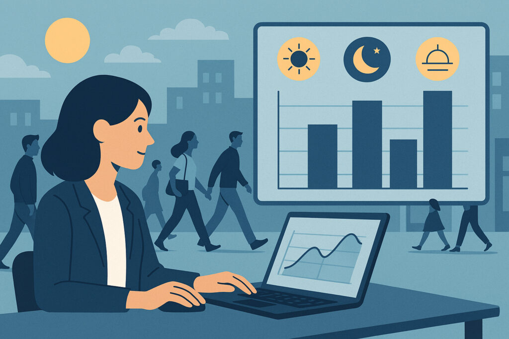 Miten mitata jalankulkijamäärät eri vuorokaudenaikoina?