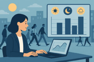 Miten mitata jalankulkijamäärät eri vuorokaudenaikoina?